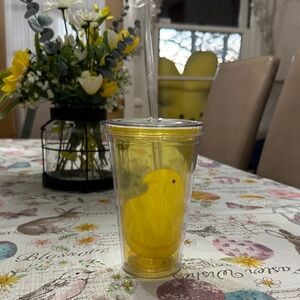 Peeps Yellow Chick Double Wall Tumbler Cup w/ Straw Easter Drink Cup  NWT